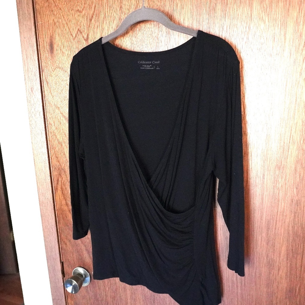 Coldwater Creek Black wrap neck shirt